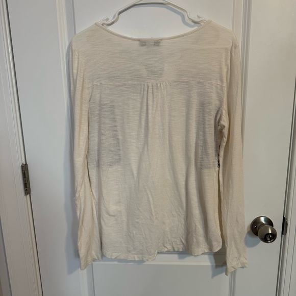 Vintage America Blues Eggshell Cream Ema Embroidered Tassel Tie Tunic Top Small - Picture 4 of 5